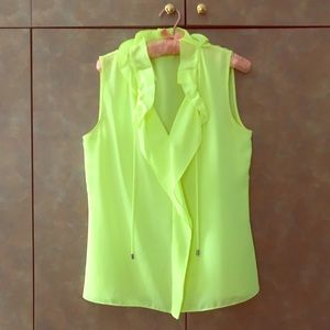TAHARI Neon Yellow Blouse